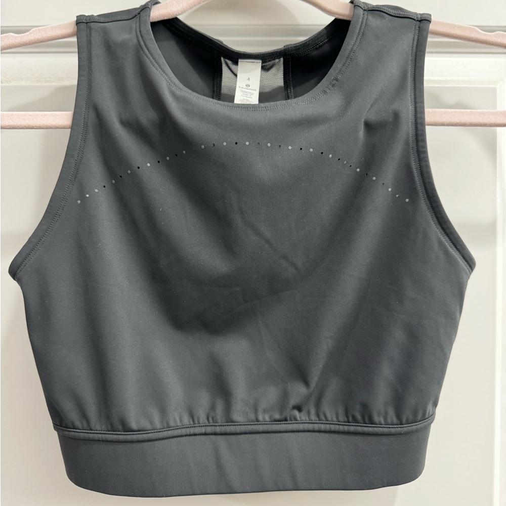 Size 4 Lululemon dark grey crop mesh training top